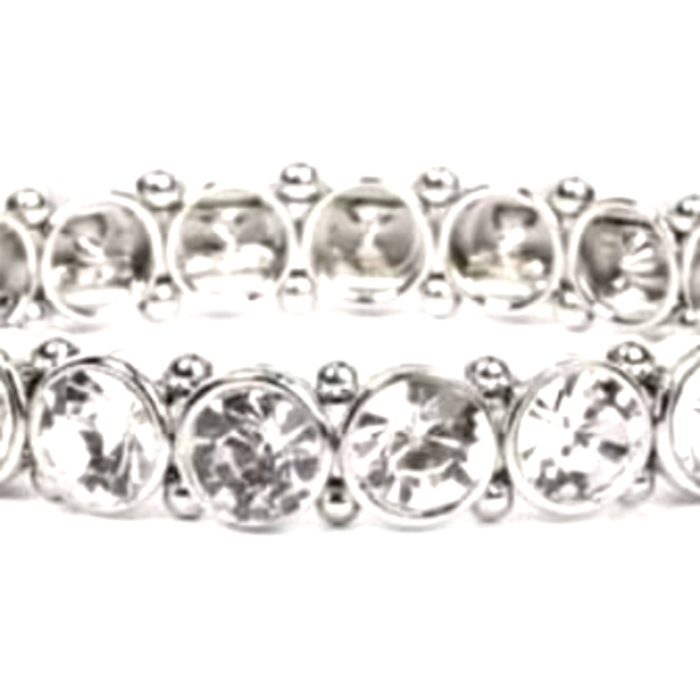Silvertone bracelet with clear rhinestones
